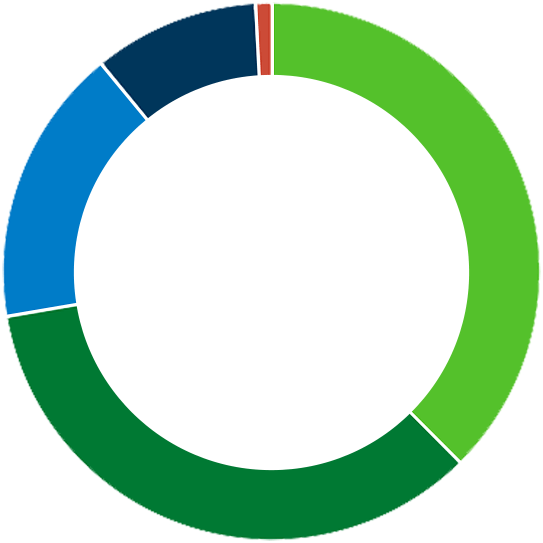 Circular graph showing percentages of generations by employee